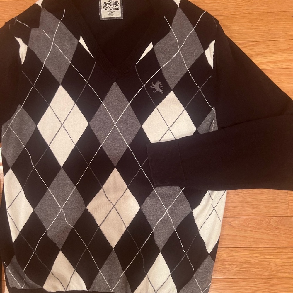 Express Argyle Sweater-Size M
